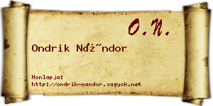 Ondrik Nándor névjegykártya